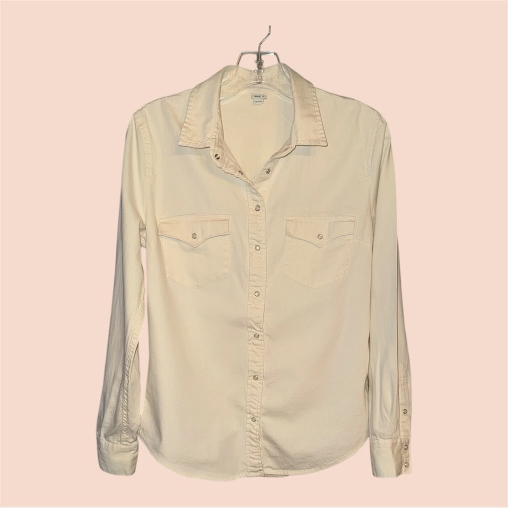Aerie Women's Natural Long Sleeve
Western Button Down Pearl Snap Shirt
Sz SP